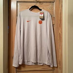 Nike Dri-FIT Long Sleeve Tee- Clemson Football Team Issue - Light Gray - NWT